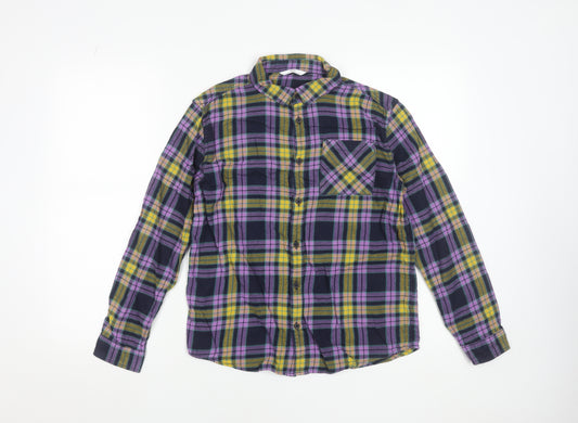 Marks and Spencer Girls Multicoloured Plaid Cotton Flannel Shirt 13 Years