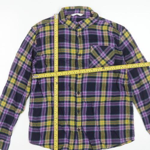 Marks and Spencer Girls Multicoloured Plaid Cotton Flannel Shirt 13 Years