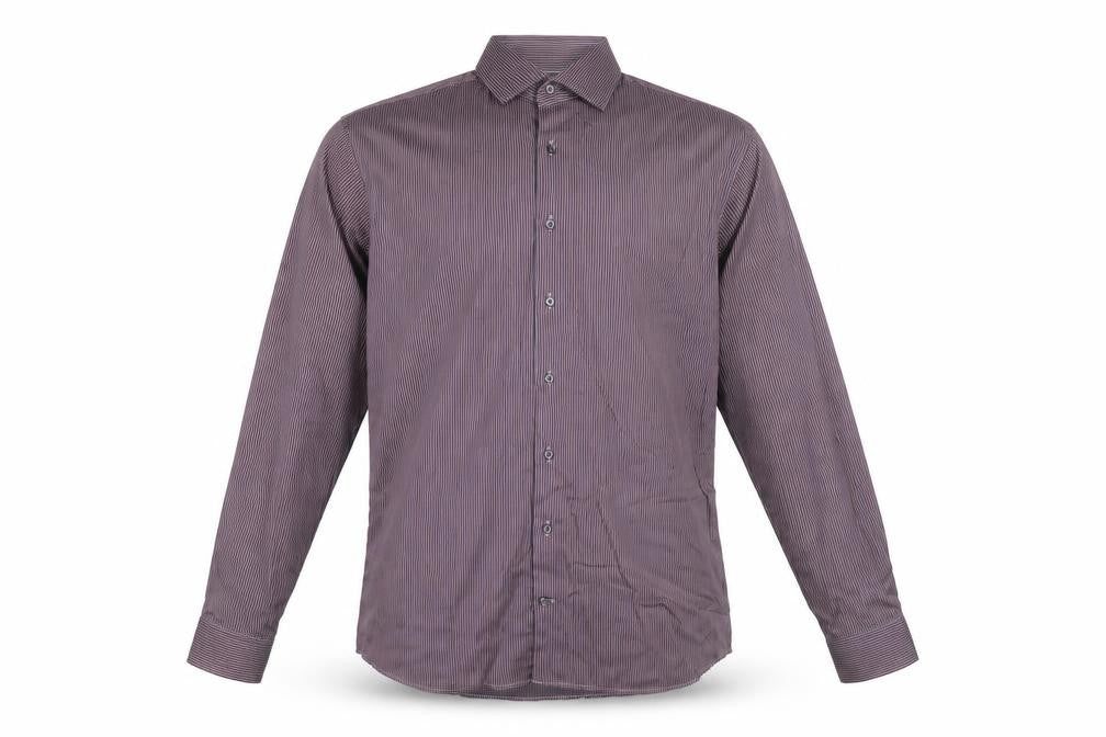 Seidensticker Men's Red Striped Long Sleeve Cotton Dress Shirt 16in Collar Regular Fit