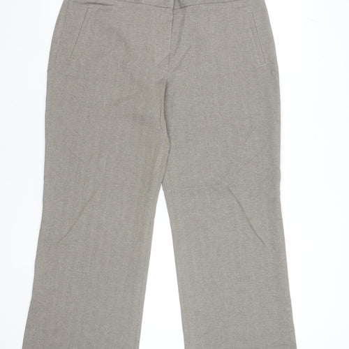 Marks and Spencer Women Beige Straight Leg Trousers Size 16 Polyester Workwear