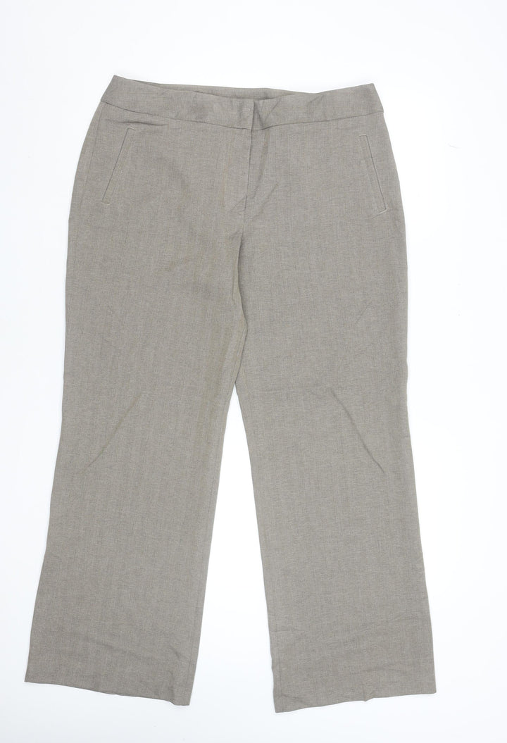 Marks and Spencer Women Beige Straight Leg Trousers Size 16 Polyester Workwear