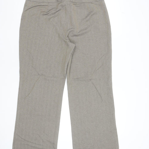 Marks and Spencer Women Beige Straight Leg Trousers Size 16 Polyester Workwear