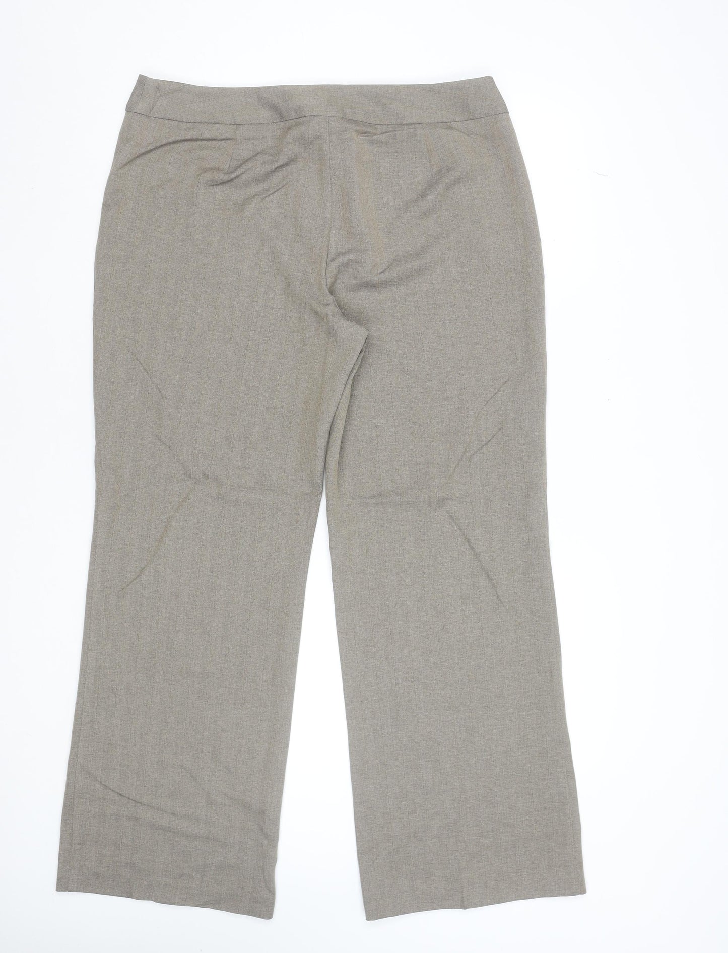 Marks and Spencer Women Beige Straight Leg Trousers Size 16 Polyester Workwear