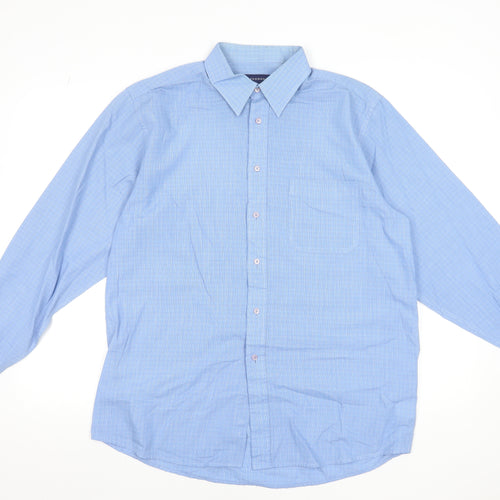 Debenhams Men's Blue Check Long Sleeve Regular Fit Dress Shirt 16in