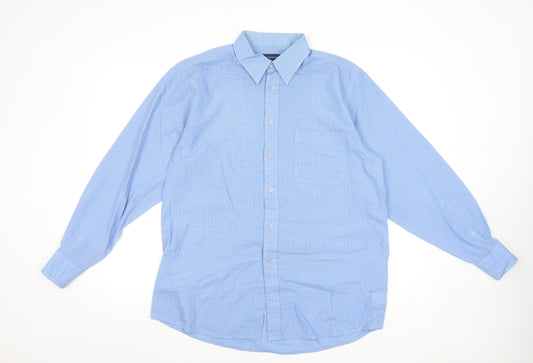 Debenhams Men's Blue Check Long Sleeve Regular Fit Dress Shirt 16in