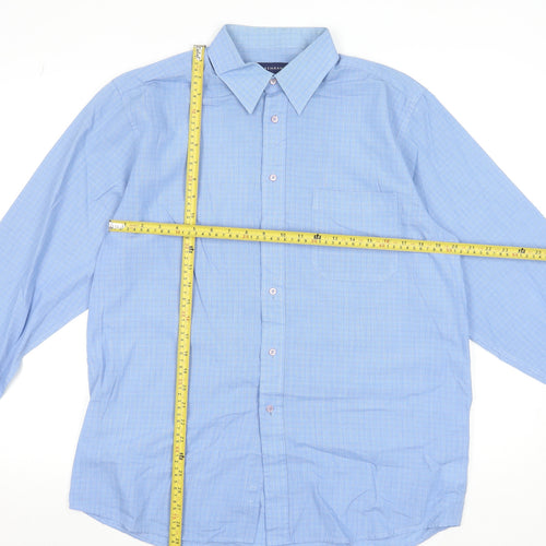 Debenhams Men's Blue Check Long Sleeve Regular Fit Dress Shirt 16in
