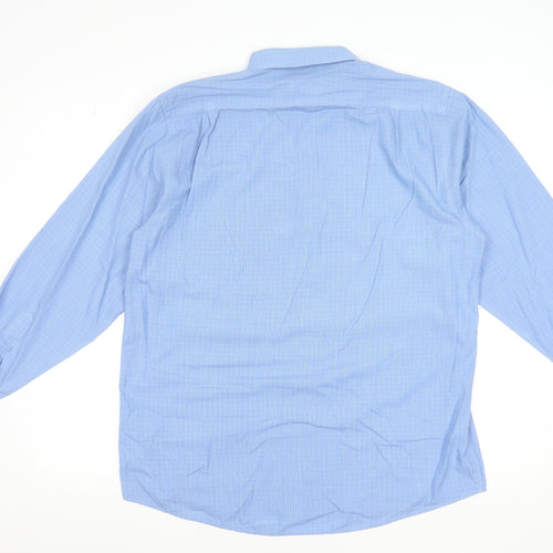 Debenhams Men's Blue Check Long Sleeve Regular Fit Dress Shirt 16in
