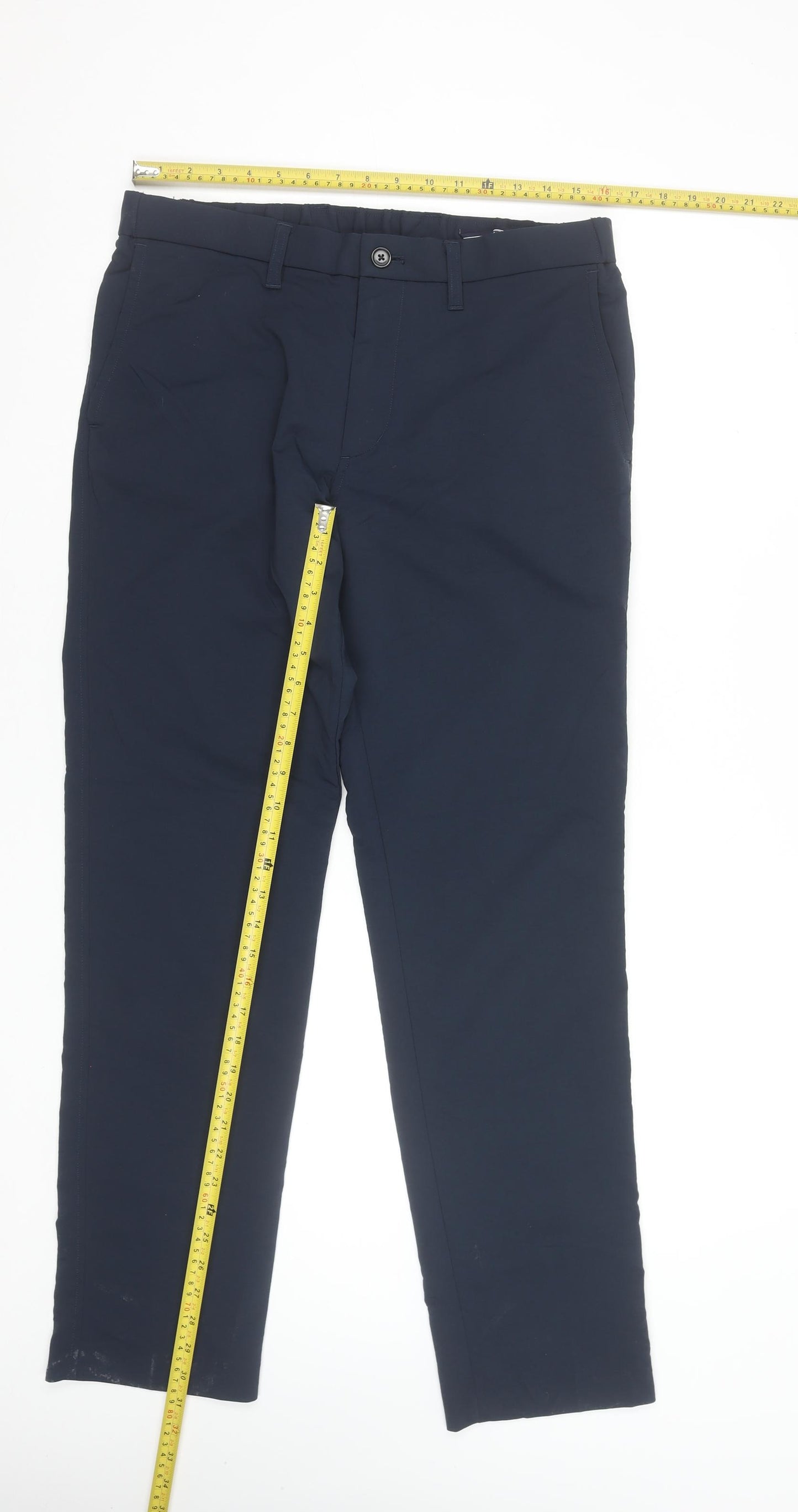 Lands' End Men's Blue Slim Fit Chino Trousers Size 34