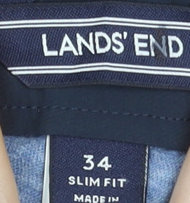 Lands' End Men's Blue Slim Fit Chino Trousers Size 34