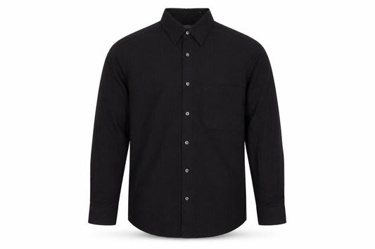 Marks and Spencer Men's Black Striped Viscose Blend Long Sleeve Dress Shirt M