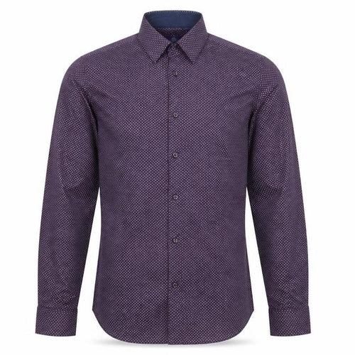 Next Men's Purple Geometric 39cm Regular Fit Cotton Formal Shirt