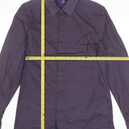 Next Men's Purple Geometric 39cm Regular Fit Cotton Formal Shirt