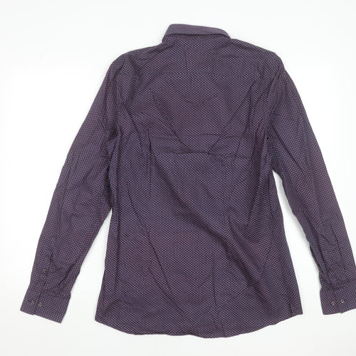 Next Men's Purple Geometric 39cm Regular Fit Cotton Formal Shirt