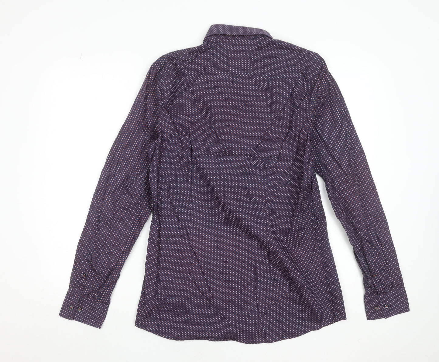 Next Men's Purple Geometric 39cm Regular Fit Cotton Formal Shirt