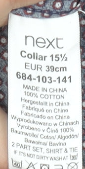 Next Men's Purple Geometric 39cm Regular Fit Cotton Formal Shirt