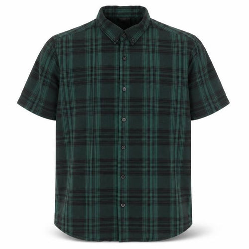 ASOS Men Green Plaid Cotton Short Sleeve Button-Up Shirt Size L