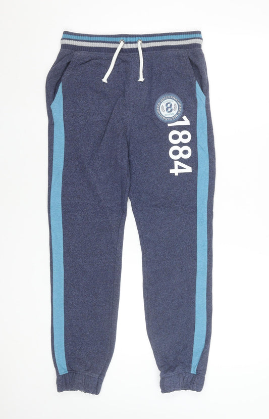 Marks and Spencer Boys Blue Jogger Trousers 12-13 Years Sports Side Stripe