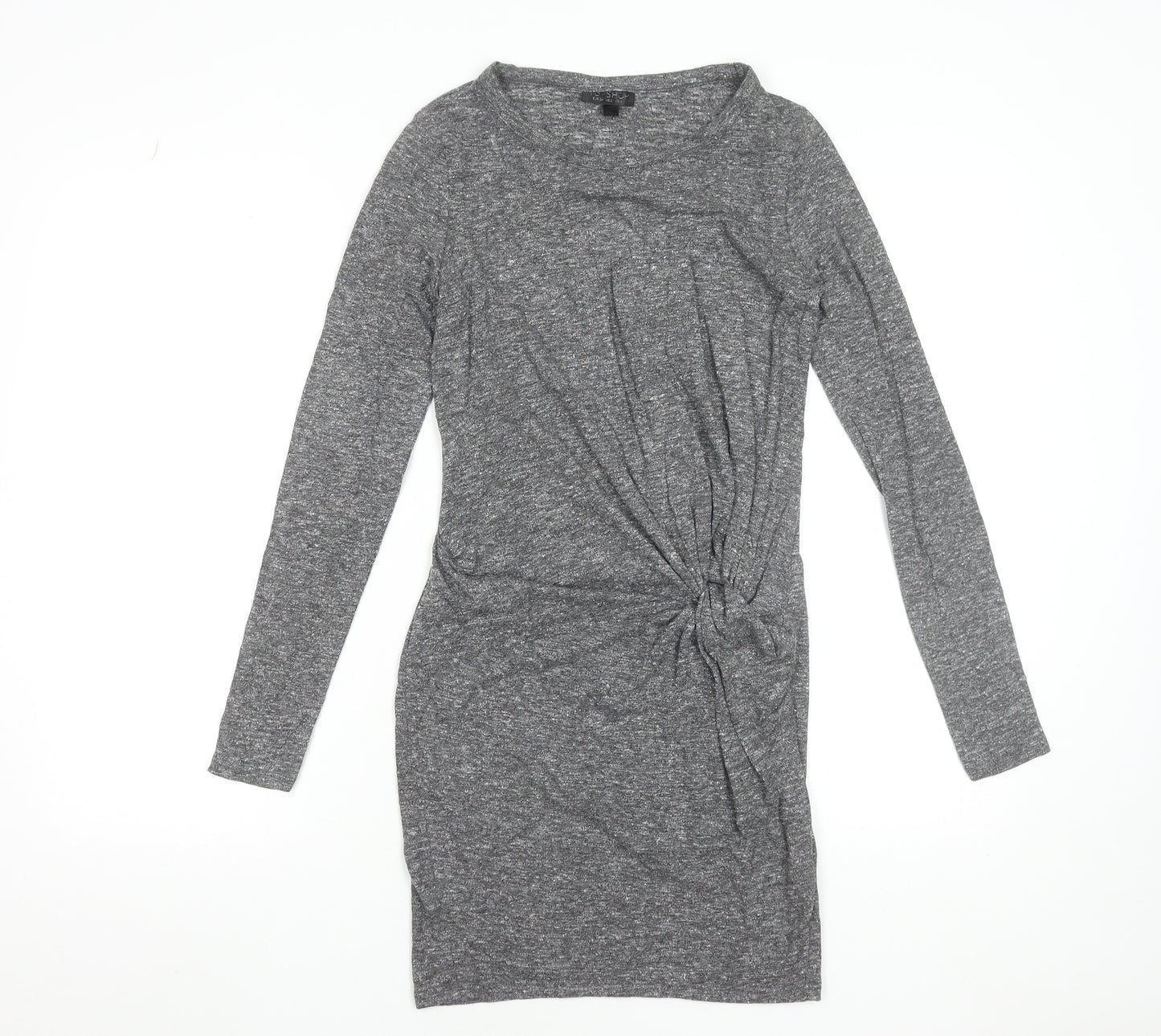 Topshop Women Grey Bodycon Ruched Jersey Dress Size 6