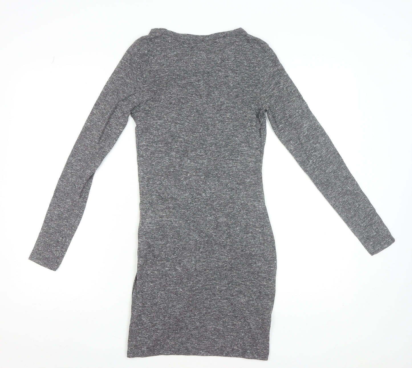 Topshop Women Grey Bodycon Ruched Jersey Dress Size 6