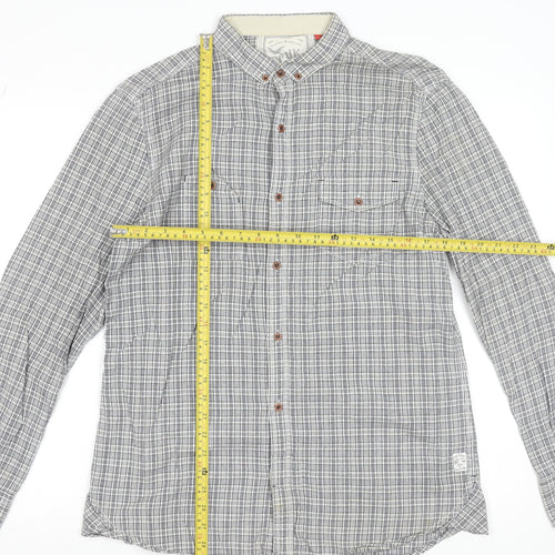 French Connection Men's Grey Check Button-Up Long Sleeve Shirt Size L