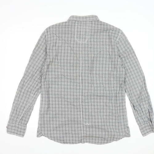 French Connection Men's Grey Check Button-Up Long Sleeve Shirt Size L