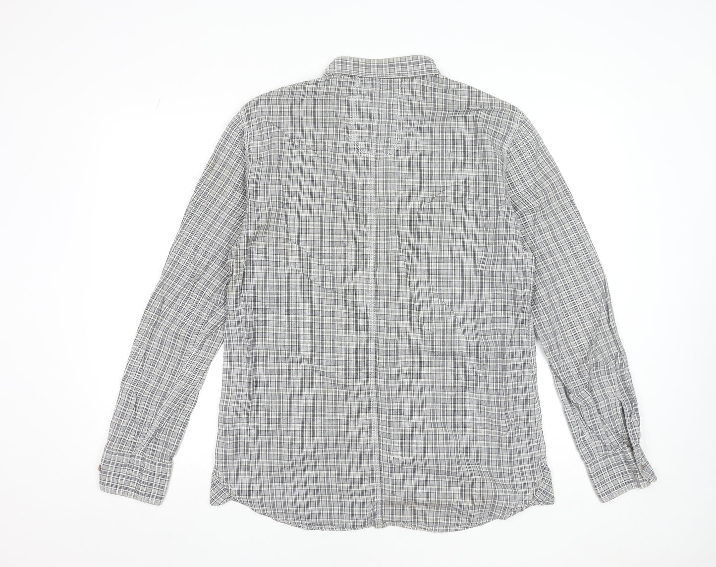 French Connection Men's Grey Check Button-Up Long Sleeve Shirt Size L