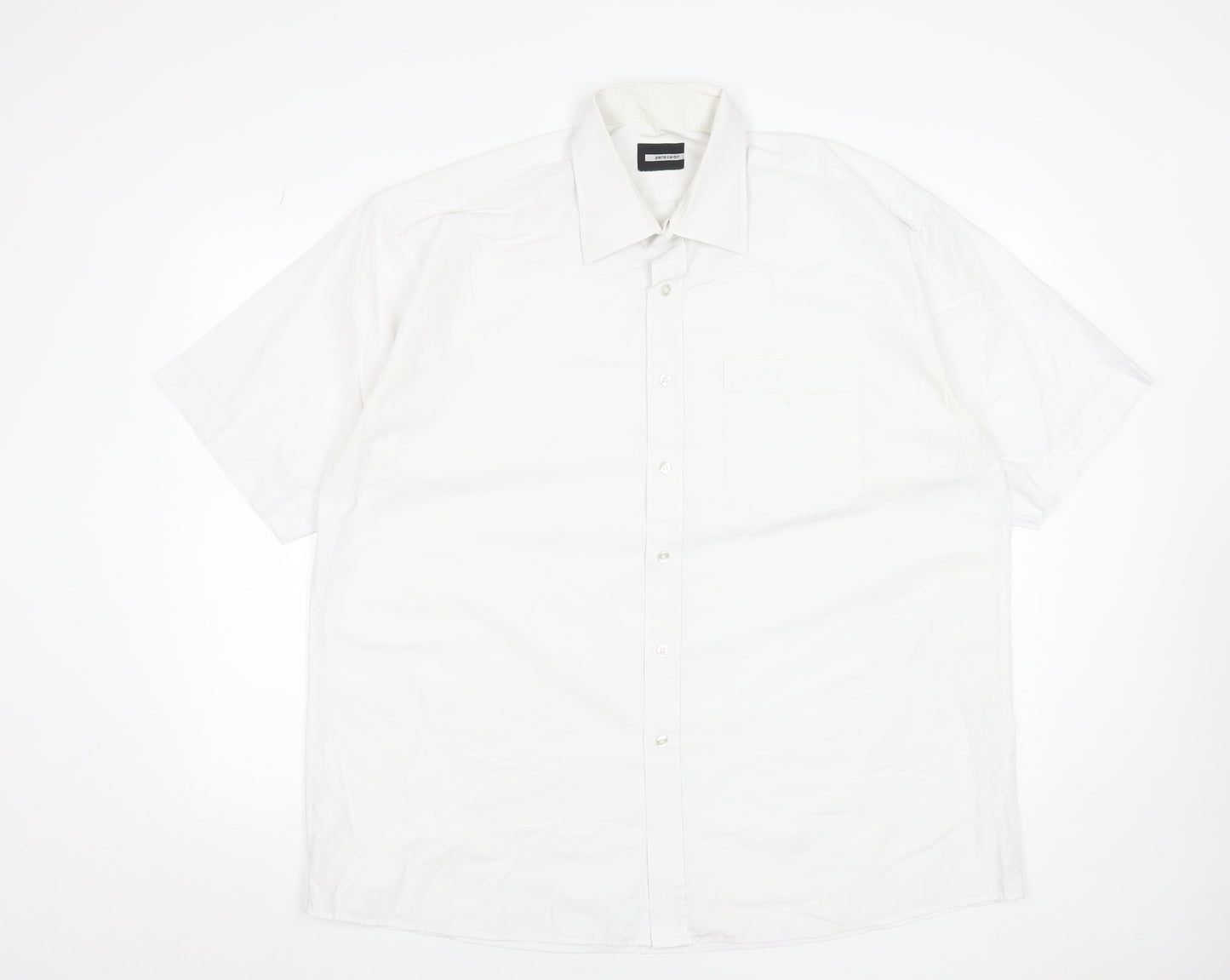 Pierre Cardin Men's White 2XL Short Sleeve Formal Dress Shirt