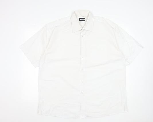 Pierre Cardin Men's White 2XL Short Sleeve Formal Dress Shirt