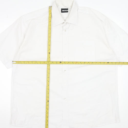 Pierre Cardin Men's White 2XL Short Sleeve Formal Dress Shirt