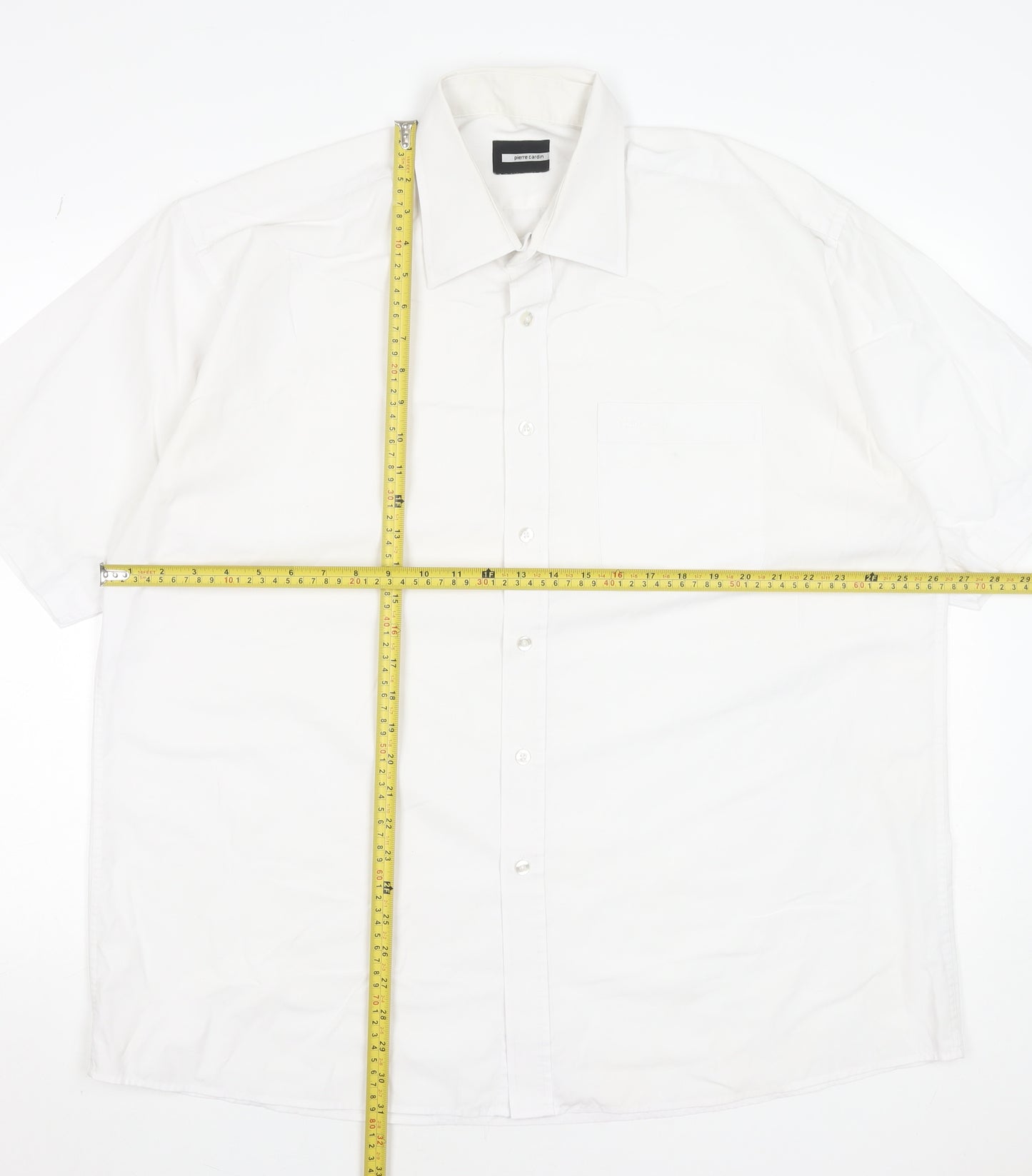 Pierre Cardin Men's White 2XL Short Sleeve Formal Dress Shirt