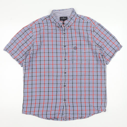 Marks and Spencer Men's Multicoloured Check Short Sleeve Cotton Button-Up Shirt M 38-40"