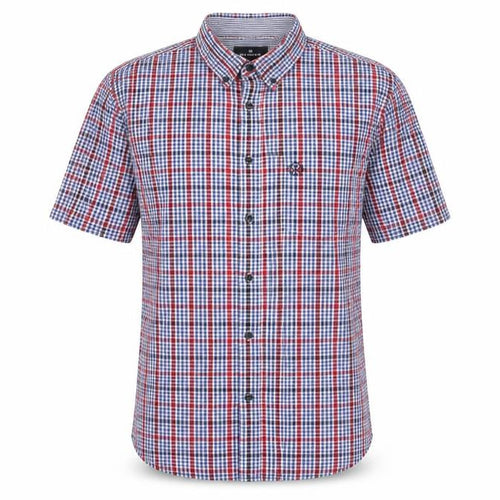 Marks and Spencer Men's Multicoloured Check Short Sleeve Cotton Button-Up Shirt M 38-40"