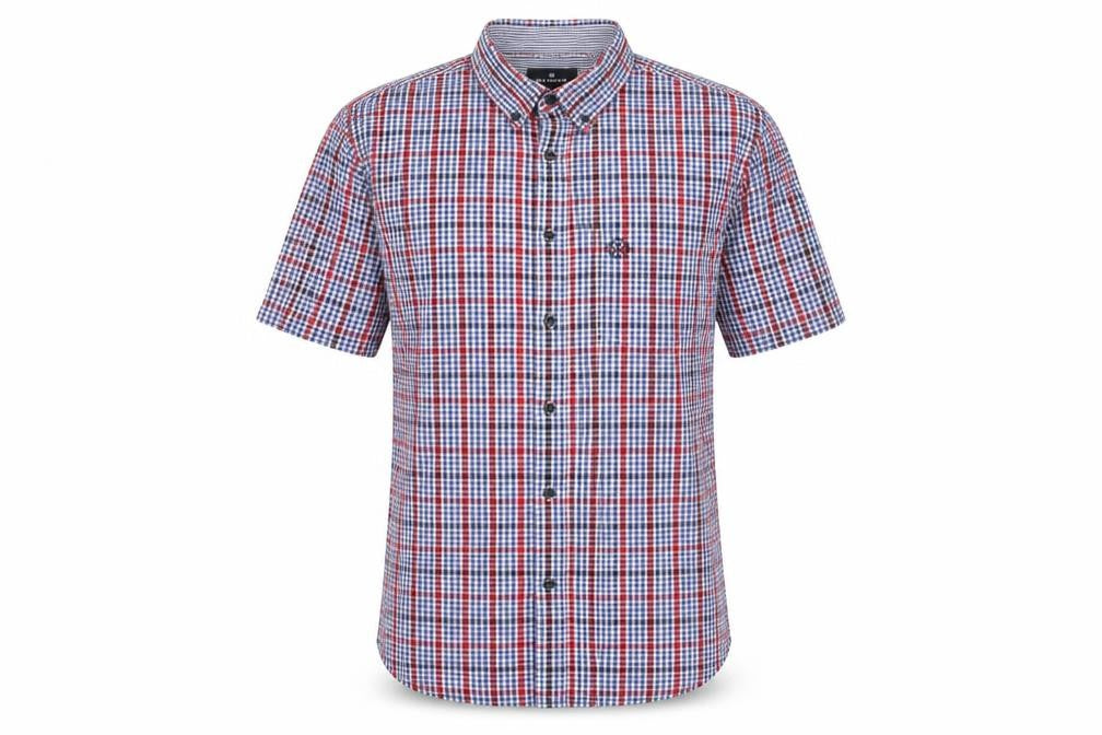 Marks and Spencer Men's Multicoloured Check Short Sleeve Cotton Button-Up Shirt M 38-40"