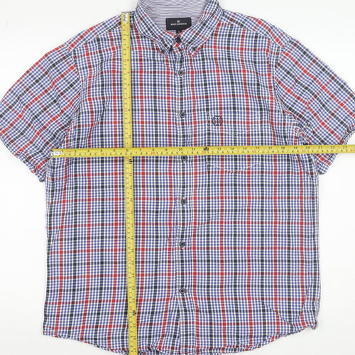 Marks and Spencer Men's Multicoloured Check Short Sleeve Cotton Button-Up Shirt M 38-40"