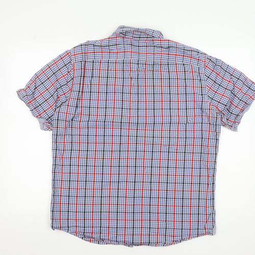 Marks and Spencer Men's Multicoloured Check Short Sleeve Cotton Button-Up Shirt M 38-40"