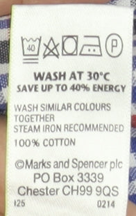 Marks and Spencer Men's Multicoloured Check Short Sleeve Cotton Button-Up Shirt M 38-40"