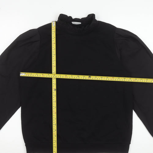 Vila Women Black Long Sleeve Ruffle Neck Pullover Sweatshirt Size M