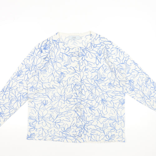 Honor Millburn Womens Blue Floral Knit Cardigan Size M 14-16