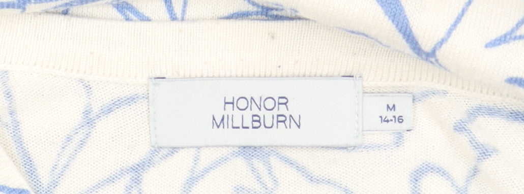 Honor Millburn Womens Blue Floral Knit Cardigan Size M 14-16