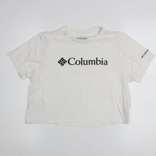 Columbia Women White Basic Logo Short Sleeve Cotton T-Shirt S