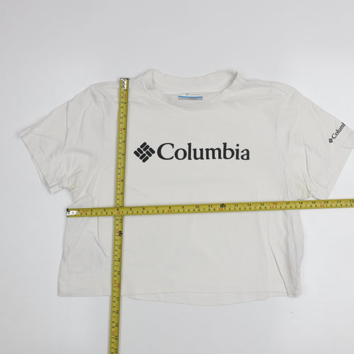 Columbia Women White Basic Logo Short Sleeve Cotton T-Shirt S