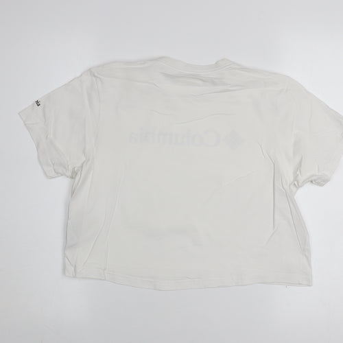 Columbia Women White Basic Logo Short Sleeve Cotton T-Shirt S