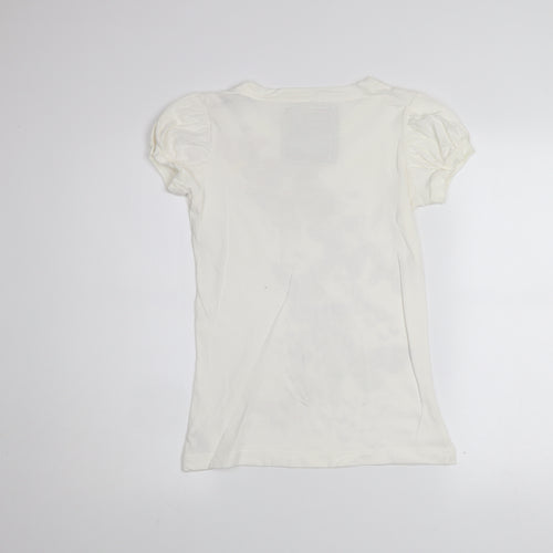 Marks and Spencer Women Ivory Butterfly T-Shirt Short Sleeve 100% Cotton Indigo JNR