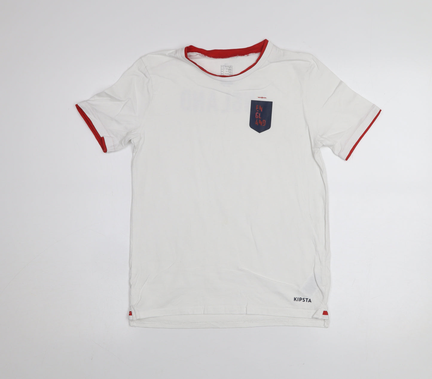 Kipsta Boys White England Football T-Shirt 10-11 Years Short Sleeve