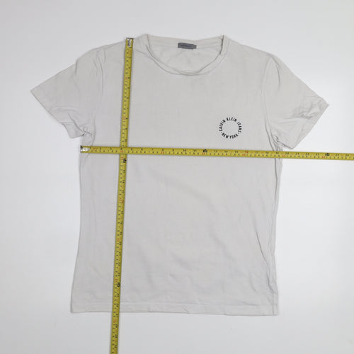 Calvin Klein Jeans White Crew Neck Cotton T-Shirt Men L Regular Fit