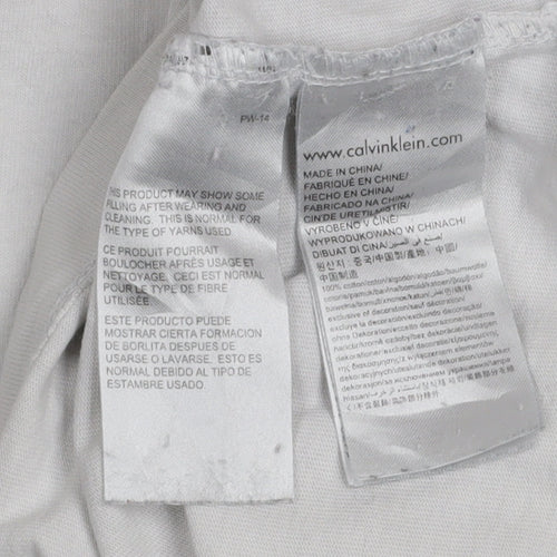 Calvin Klein Jeans White Crew Neck Cotton T-Shirt Men L Regular Fit