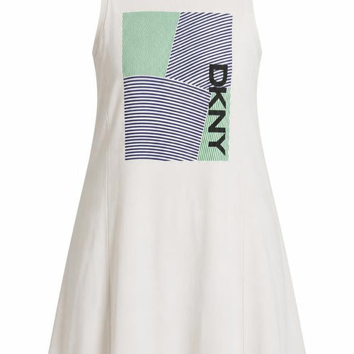 DKNY Women's White XS Sleeveless Tank Dress Casual Cotton Blend