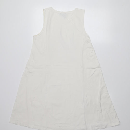 DKNY Women's White XS Sleeveless Tank Dress Casual Cotton Blend