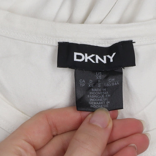 DKNY Women's White XS Sleeveless Tank Dress Casual Cotton Blend