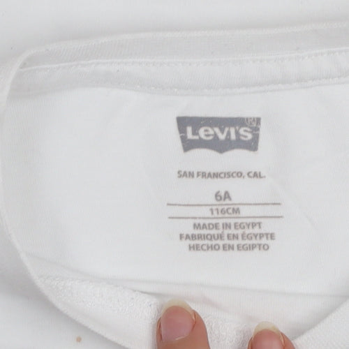Levi's Boys White Long Sleeve Logo Cotton T-Shirt 6 Years